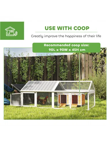 PawHut Wooden Chicken Coop with Nesting Box, Openable Roof, for 4-8 Chickens, White