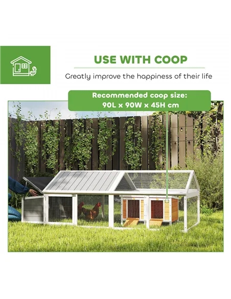 PawHut Wooden Chicken Coop with Nesting Box, Openable Roof, for 4-8 Chickens, White