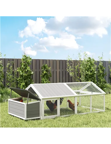 PawHut Wooden Chicken Coop with Nesting Box, Openable Roof, for 4-8 Chickens, White