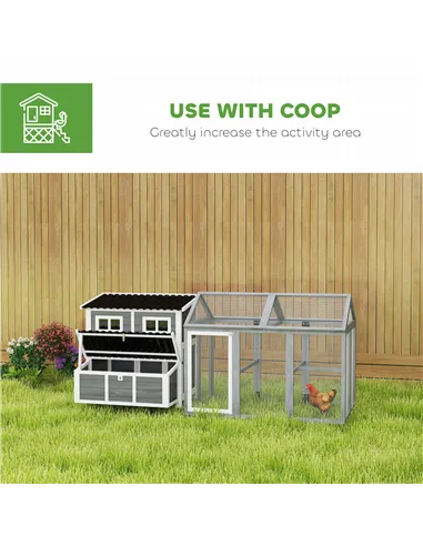 PawHut 2-Piece Wooden Chicken Coop and Run Set, Poultry Run Cage with Nesting Box, Slide-Out Tray, Roof, Perch