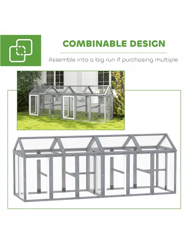 PawHut 2-Piece Wooden Chicken Coop and Run Set, Poultry Run Cage with Nesting Box, Slide-Out Tray, Roof, Perch