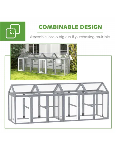 PawHut 2-Piece Wooden Chicken Coop and Run Set, Poultry Run Cage with Nesting Box, Slide-Out Tray, Roof, Perch