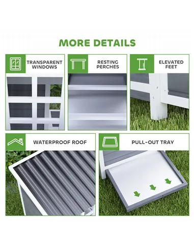 PawHut 2-Piece Wooden Chicken Coop and Run Set, Poultry Run Cage with Nesting Box, Slide-Out Tray, Roof, Perch