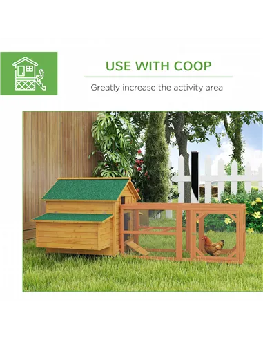 PawHut 2 Piece Wooden Chicken Coop and Run Set, Poultry Run Cage with Nesting Box, Slide-Out Tray, for 4-8 Chickens, Yellow