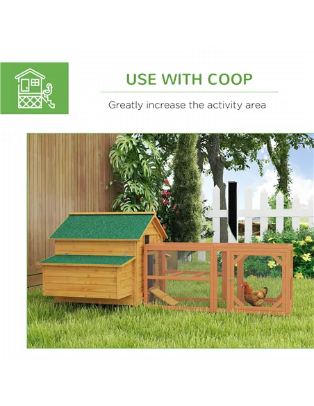 PawHut 2 Piece Wooden Chicken Coop and Run Set, Poultry Run Cage with Nesting Box, Slide-Out Tray, for 4-8 Chickens, Yellow