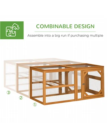 PawHut 2 Piece Wooden Chicken Coop and Run Set, Poultry Run Cage with Nesting Box, Slide-Out Tray, for 4-8 Chickens, Yellow