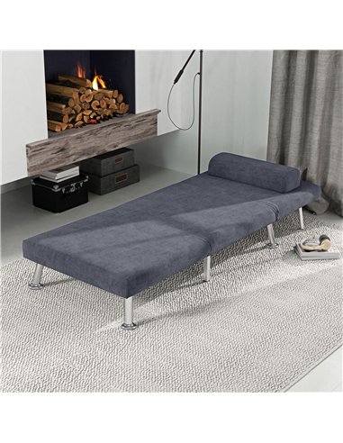 HOMCOM Single Velvet-Feel Sleeper Chair - Charcoal Grey