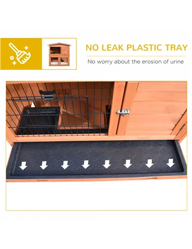 PawHut Rabbit Hutch Outdoor Guinea Pig Hutch 2-Tier Bunny Cage with No-Leak Tray 100.5 x 55 x 101 cm