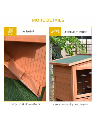 PawHut Rabbit Hutch Outdoor Guinea Pig Hutch 2-Tier Bunny Cage with No-Leak Tray 100.5 x 55 x 101 cm