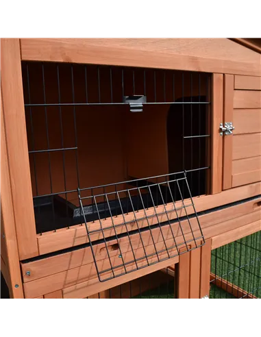 PawHut Rabbit Hutch Outdoor Guinea Pig Hutch 2-Tier Bunny Cage with No-Leak Tray 100.5 x 55 x 101 cm