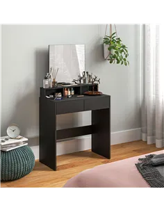 HOMCOM Multi-Storage Dressing Table, with Mirror - Black 2