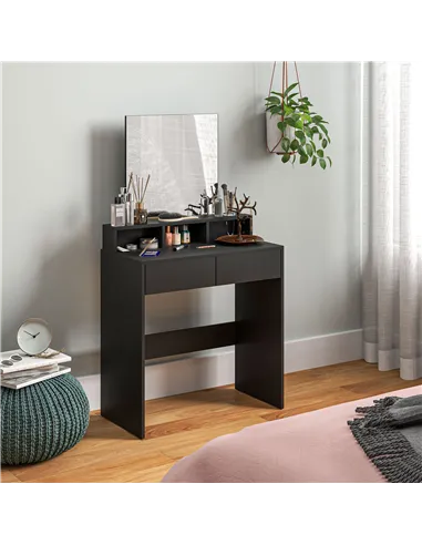 HOMCOM Multi-Storage Dressing Table, with Mirror - Black