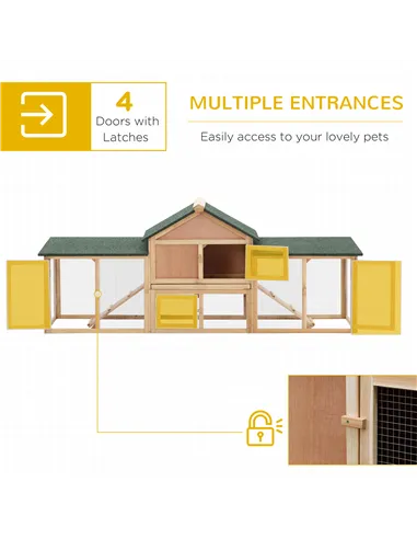 PawHut Large Rabbit Hutch Outdoor Wooden Guinea Pig Hutch with Run, 2 Storey Bunny House 210 x 45.5 x 84.5 cm