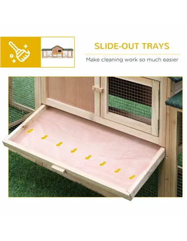 PawHut Large Rabbit Hutch Outdoor Wooden Guinea Pig Hutch with Run, 2 Storey Bunny House 210 x 45.5 x 84.5 cm