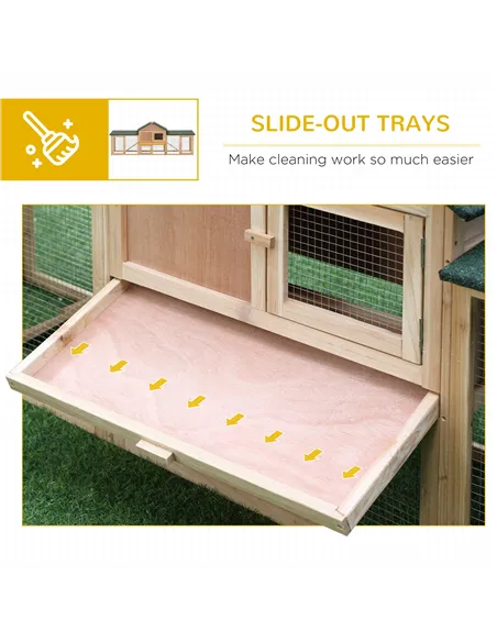 PawHut Large Rabbit Hutch Outdoor Wooden Guinea Pig Hutch with Run, 2 Storey Bunny House 210 x 45.5 x 84.5 cm