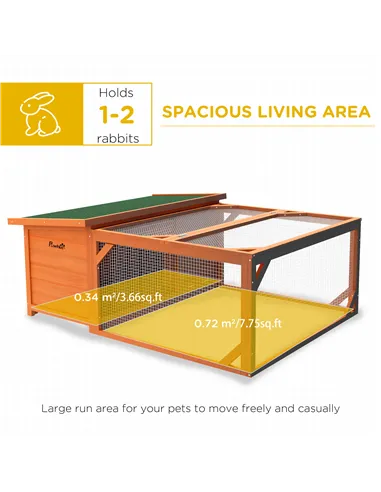 PawHut Rabbit Hutch Outdoor Guinea Pig Hutch with Run Small Animal Off-ground Duck House Hideaway Backyard with Openable Roof 12