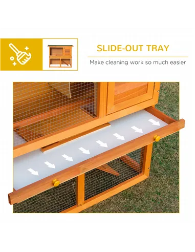 PawHut Rabbit Hutch Outdoor Guinea Pig Hutch Wooden Pet Cage Run 2-Tier with Opening Top, 90 x 45 x 80cm