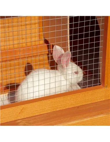 PawHut Rabbit Hutch Outdoor Guinea Pig Hutch Wooden Pet Cage Run 2-Tier with Opening Top, 90 x 45 x 80cm