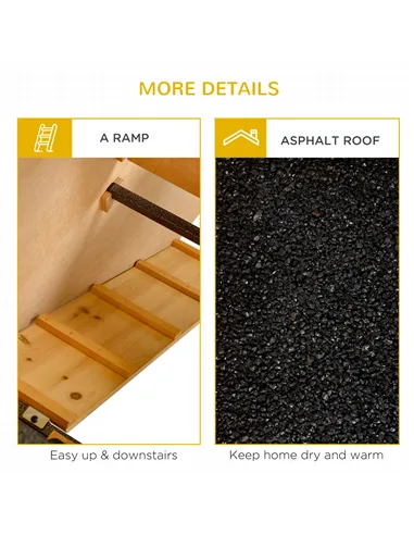 PawHut Guinea Pig Hutch Rabbit Hutch Wood-metal Elevated Pet House Bunny Cage with No-Leak Tray Ramp Openable Roof Outdoor 89.5 