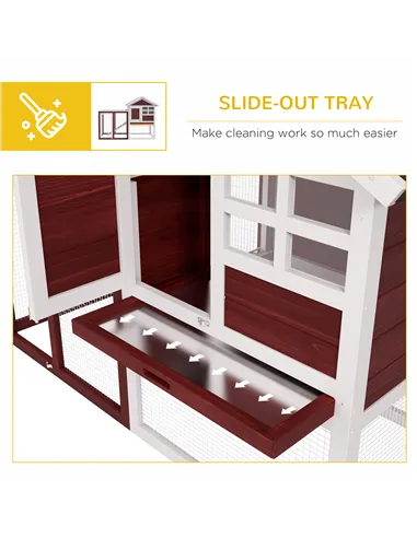 PawHut Rabbit Hutch Outdoor Wooden Guinea Pig Hutch Rabbit Run Bunny Cage Small Animal House Pull-Out Tray, Brown, 122 x 62.6 x 