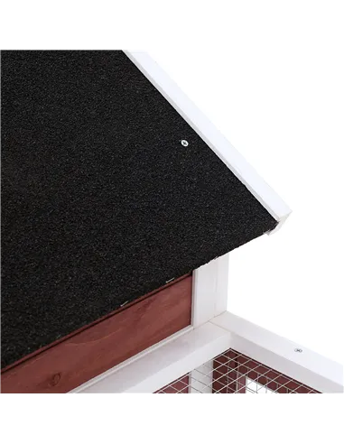 PawHut Rabbit Hutch Outdoor Wooden Guinea Pig Hutch Rabbit Run Bunny Cage Small Animal House Pull-Out Tray, Brown, 122 x 62.6 x 