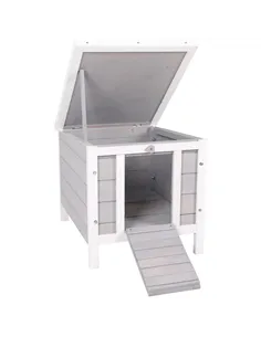 PawHut Wooden Rabbit Hutch Outdoor, Guinea Pig Hutch, Rabbit Hideaway, Cat House, Bunny Cage Small Animal House 51 x 42 x 43 cm,