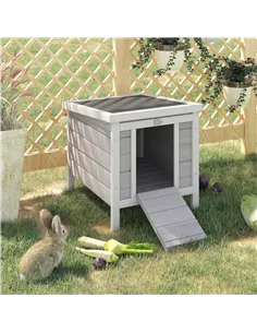 PawHut Wooden Rabbit Hutch Outdoor, Guinea Pig Hutch, Rabbit Hideaway, Cat House, Bunny Cage Small Animal House 51 x 42 x 43 cm, 2
