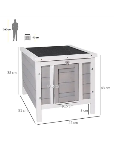 PawHut Wooden Rabbit Hutch Outdoor, Guinea Pig Hutch, Rabbit Hideaway, Cat House, Bunny Cage Small Animal House 51 x 42 x 43 cm,