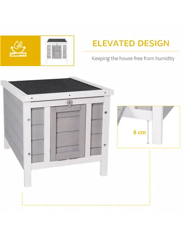 PawHut Wooden Rabbit Hutch Outdoor, Guinea Pig Hutch, Rabbit Hideaway, Cat House, Bunny Cage Small Animal House 51 x 42 x 43 cm,