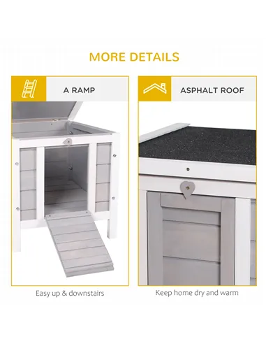 PawHut Wooden Rabbit Hutch Outdoor, Guinea Pig Hutch, Rabbit Hideaway, Cat House, Bunny Cage Small Animal House 51 x 42 x 43 cm,