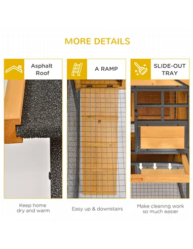 PawHut Rabbit Hutch Guinea Pig Hutch Wood-metal Elevated Guinea Pig House Pet Bunny Cage for Outdoor 122 x 63 x 92cm Light Yello