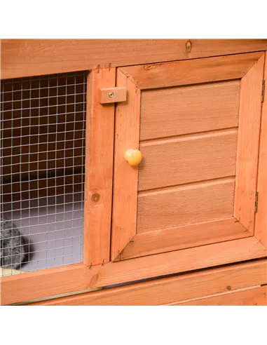 PawHut Large Rabbit Hutch Outdoor, Guinea Pig Hutch, Wooden Small Animal House, with Rabbit Run, 215 x 63 x 97 cm
