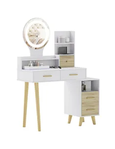 HOMCOM Elegant Dressing Table, with Storage - White