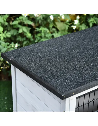 PawHut 2-Tier Wooden Rabbit Hutch Guinea Pig House Bunny Cage Backyard w/ Openable Roof Small Animal House for Outdoor Grey, 108