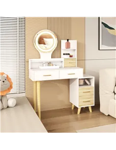 HOMCOM Elegant Dressing Table, with Storage - White 2