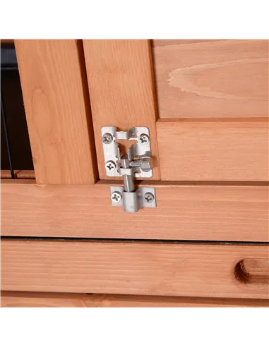 PawHut Rabbit Hutch Outdoor Guinea Pig Hutch Bunny Cage with No-Leak Trays, Divider, 136 x 50 x 93cm, Orange