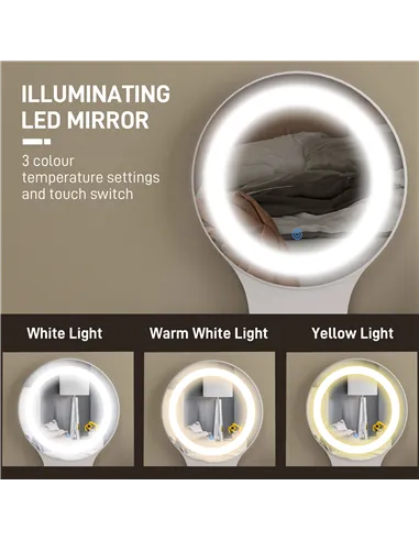 HOMCOM Elegant Dressing Table, with Storage - White