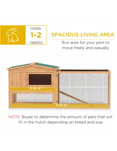 Pawhut Wooden Rabbit Hutch Guinea Pig hutch House 2 Tier with Rabbit Run for Outdoor Garden Backyard, 85 x 24 x 57cm