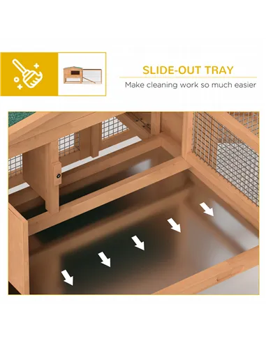 Pawhut Wooden Rabbit Hutch Guinea Pig hutch House 2 Tier with Rabbit Run for Outdoor Garden Backyard, 85 x 24 x 57cm