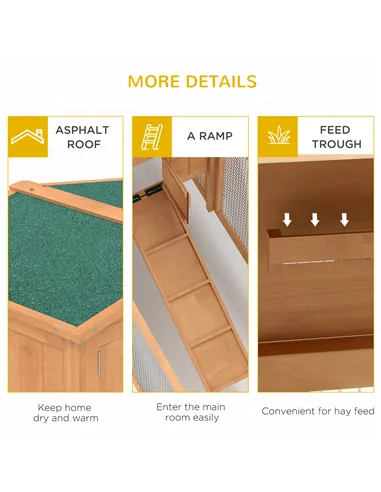 Pawhut Wooden Rabbit Hutch Guinea Pig hutch House 2 Tier with Rabbit Run for Outdoor Garden Backyard, 85 x 24 x 57cm