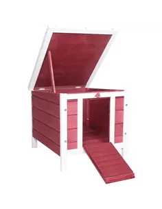 PawHut Wooden Rabbit Hutch 51 x 42 x 43 cm, Red