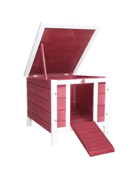 PawHut Wooden Rabbit Hutch 51 x 42 x 43 cm, Red