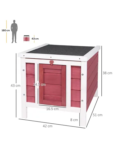 PawHut Wooden Rabbit Hutch 51 x 42 x 43 cm, Red