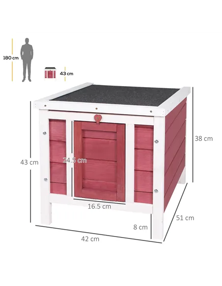 PawHut Wooden Rabbit Hutch 51 x 42 x 43 cm, Red