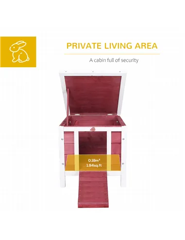 PawHut Wooden Rabbit Hutch 51 x 42 x 43 cm, Red