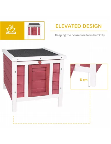 PawHut Wooden Rabbit Hutch 51 x 42 x 43 cm, Red