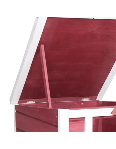 PawHut Wooden Rabbit Hutch 51 x 42 x 43 cm, Red