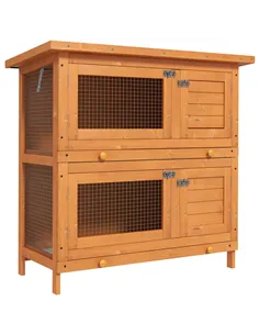 PawHut Rabbit Hutch Outdoor Guinea Pig Hutch Wooden Duck House Pet Cage with Opening Roof, 90 x 45 x 90cm
