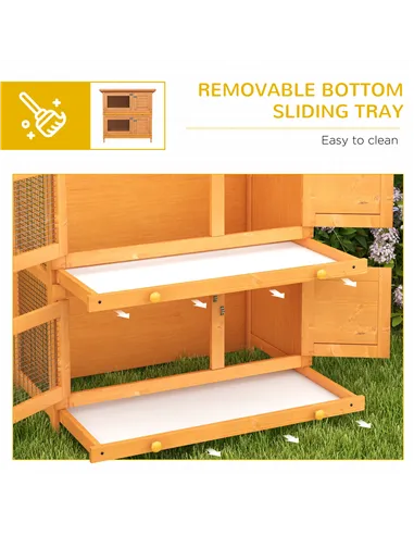 PawHut Rabbit Hutch Outdoor Guinea Pig Hutch Wooden Duck House Pet Cage with Opening Roof, 90 x 45 x 90cm