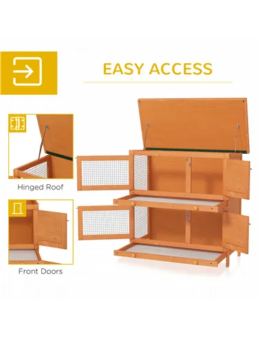 PawHut Rabbit Hutch Outdoor Guinea Pig Hutch Wooden Duck House Pet Cage with Opening Roof, 90 x 45 x 90cm